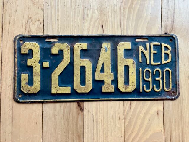 1930 Nebraska License Plate