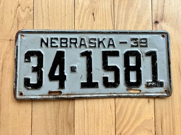 1939 Nebraska License Plate