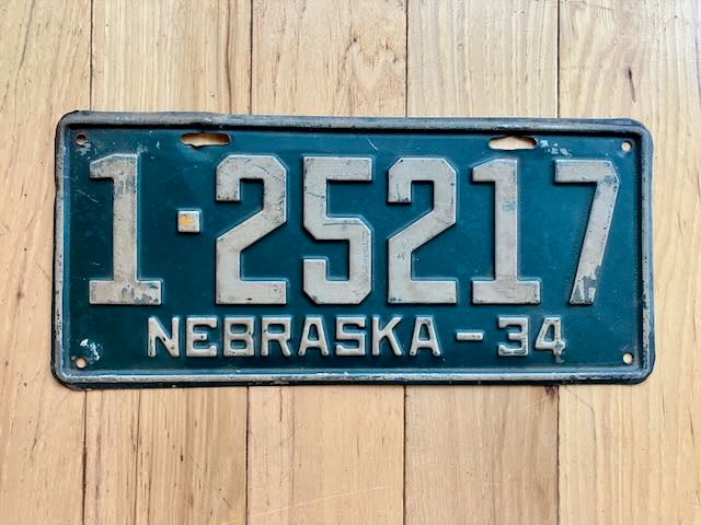 1934 Nebraska License Plate