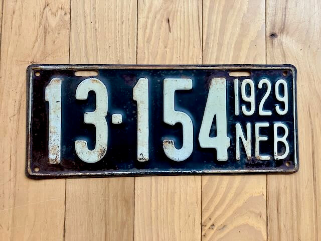 1929 Nebraska License Plate