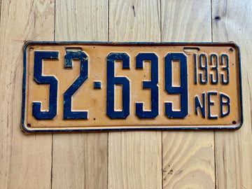 1933 Nebraska License Plate