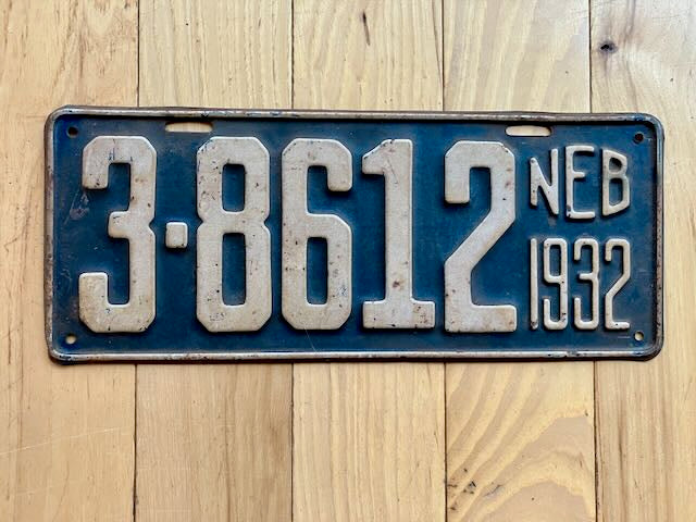 1932 Nebraska License Plate