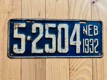 1932 Nebraska License Plate