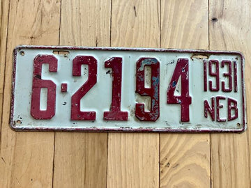 1931 Nebraska License Plate