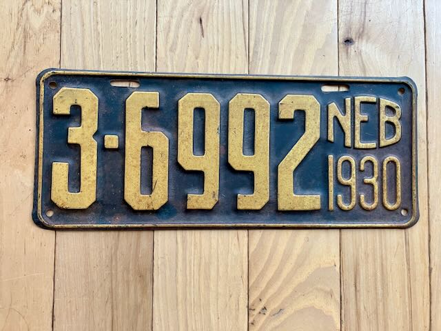 1930 Nebraska License Plate