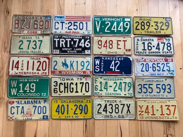 Vintage 20 Pack of License Plates From (1979 Or Earlier)