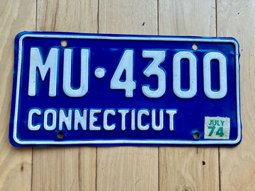 1974 Connecticut License Plate