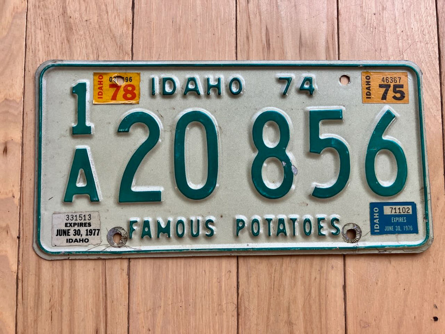 1974 Idaho License Plate W/ 75, 76, 77, and 78 Tabs