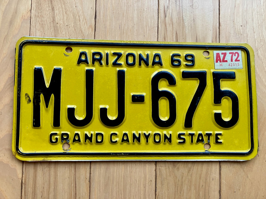 1969 Arizona License Plate W/ 1972 Tab