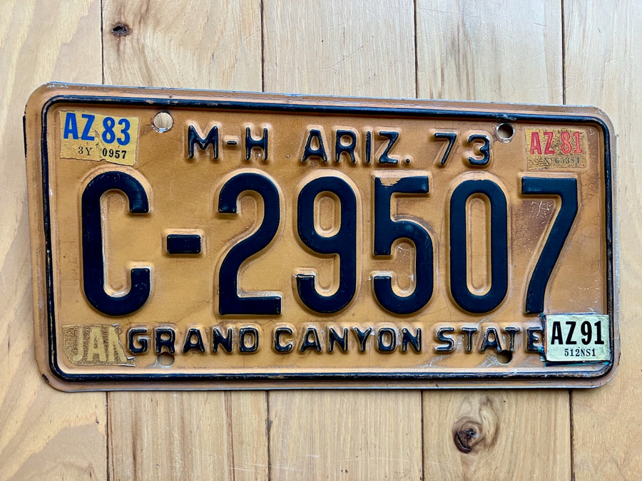 1973 Arizona Mobile Home License Plate W/ 1991 Tab