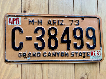 1973 Arizona Mobile Home License Plate W/ 1981 Tab