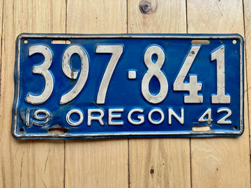 1942 Oregon License Plate