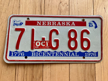 1976 Nebraska License Plate