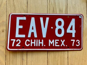 1972 1973 Chihuahua Mexico License Plate