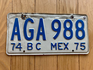 1974 1975 Baja California Mexico License Plate