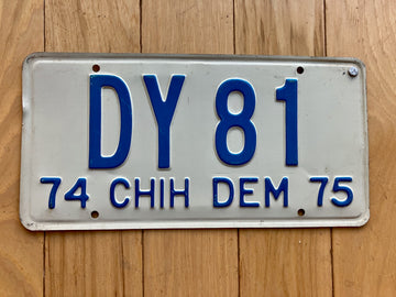 1974 1975 Chihuahua Mexico Dealer License Plate