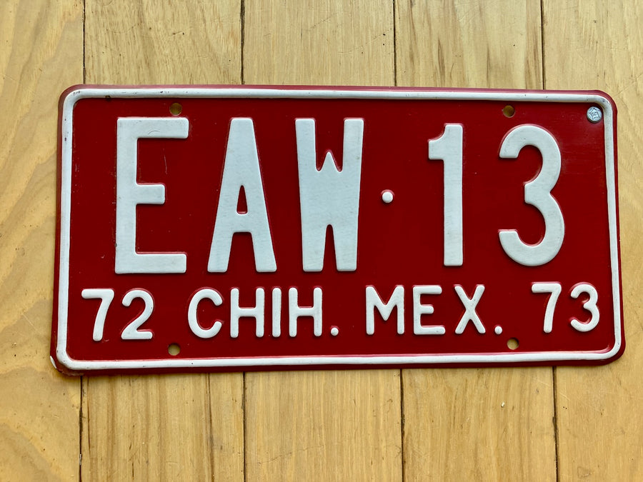 1972 1973 Chihuahua Mexico License Plate