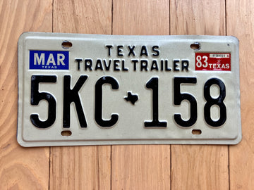 1983 Texas Travel Trailer License Plate