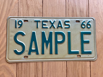 1966 Texas Sample License Plate