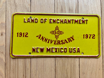 1972 New Mexico 60th Anniversary Booster License Plate