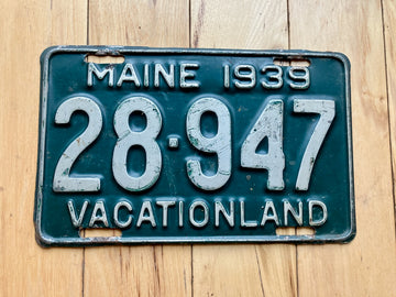 1939 Maine License Plate