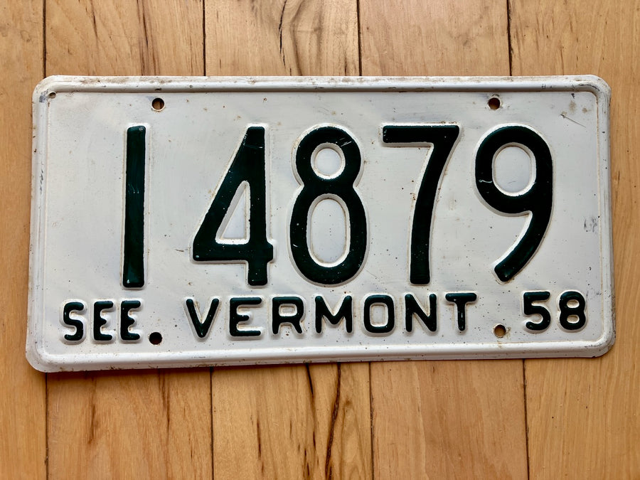 1958 Vermont License Plate