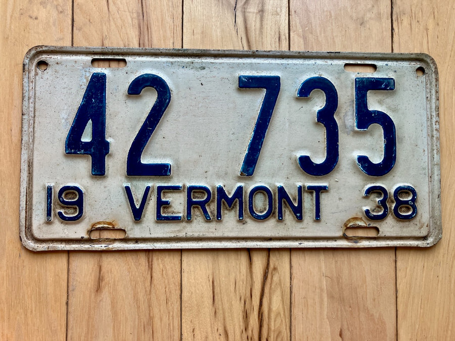 1938 Vermont License Plate