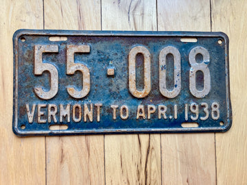 1938 Vermont License Plate