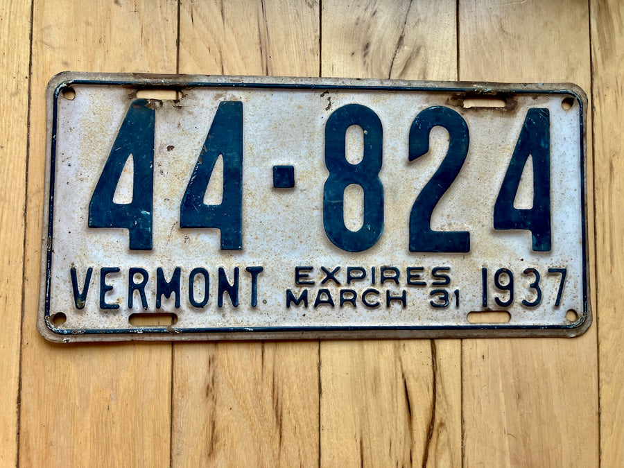 1937 Vermont License Plate