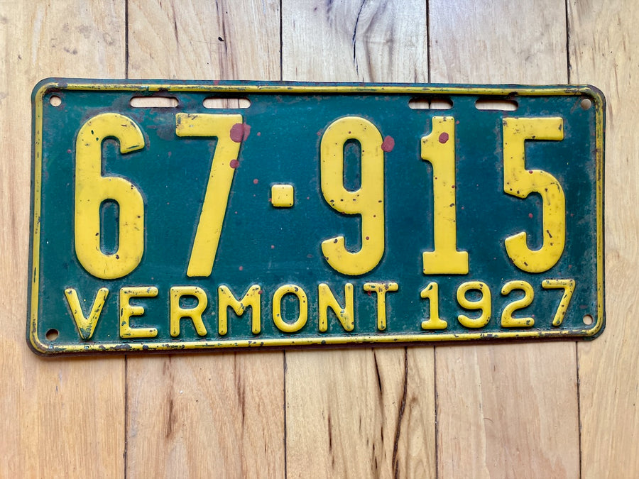 1927 Vermont License Plate