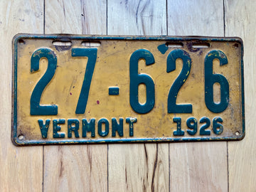 1926 Vermont License Plate