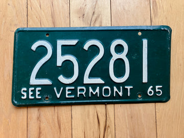 1965 Vermont License Plate