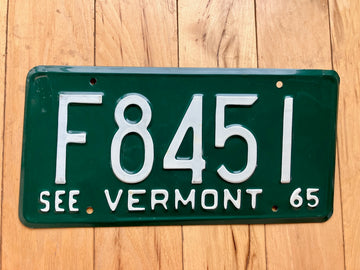 1965 Vermont License Plate