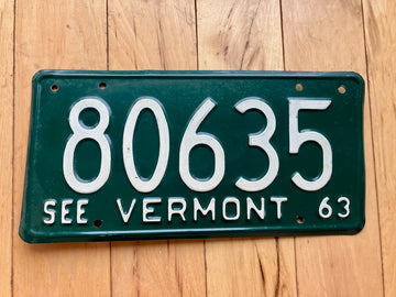 1963 Vermont License Plate