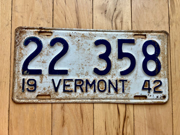 1942 Vermont License Plate