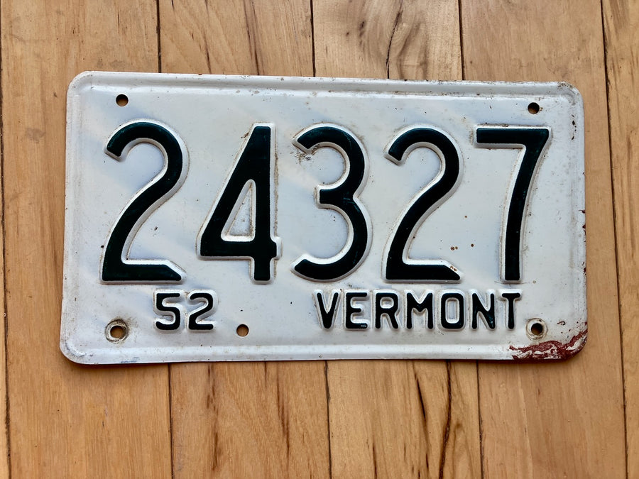 1952 Vermont License Plate