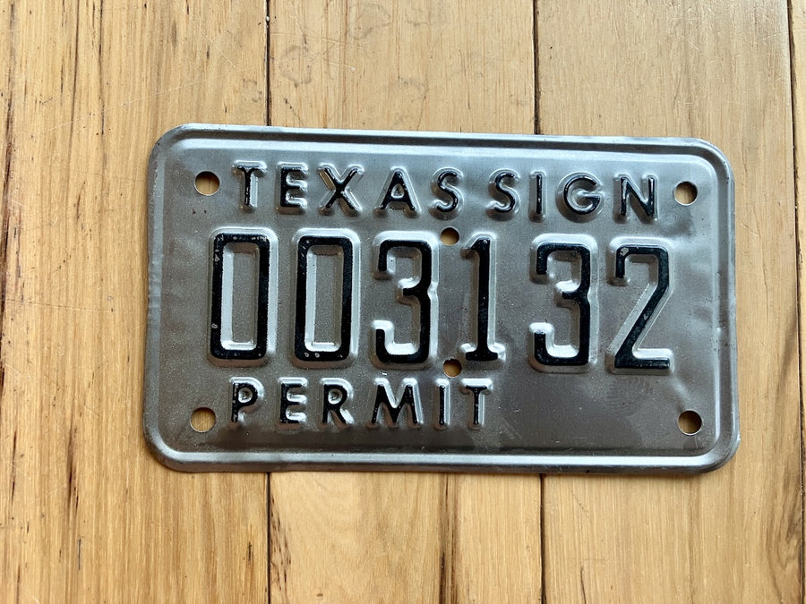 Texas Sign Permit License Plate