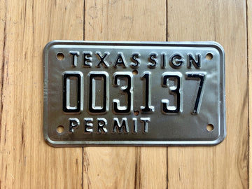 Texas Sign Permit License Plate