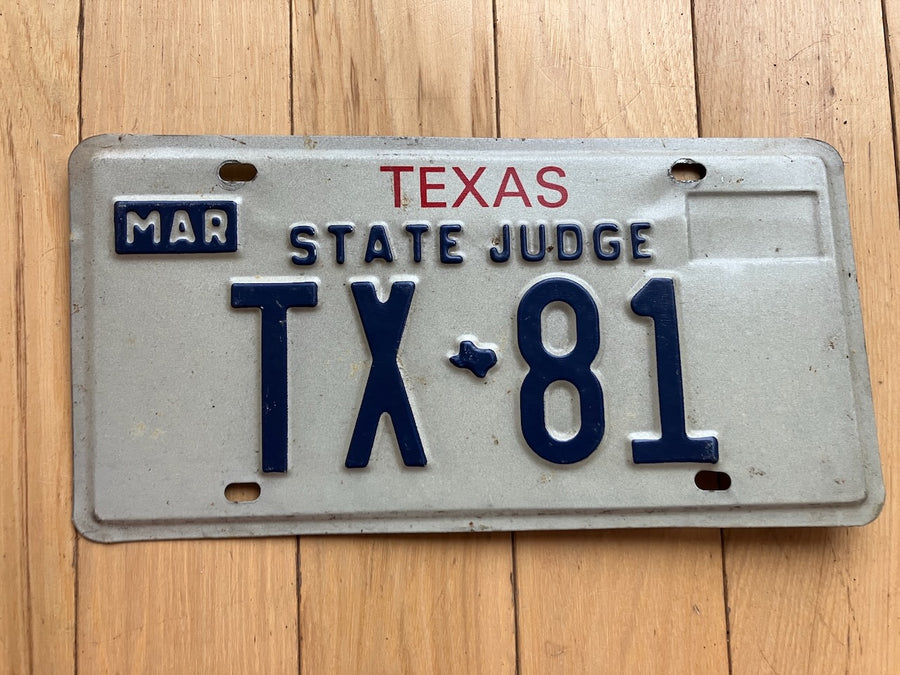 Texas State Judge License Plate