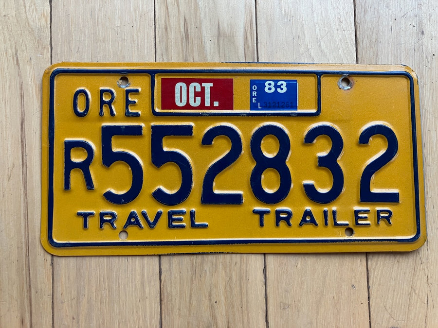 1983 Oregon Travel Trailer License Plate