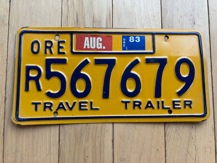 1983 Oregon Travel Trailer License Plate