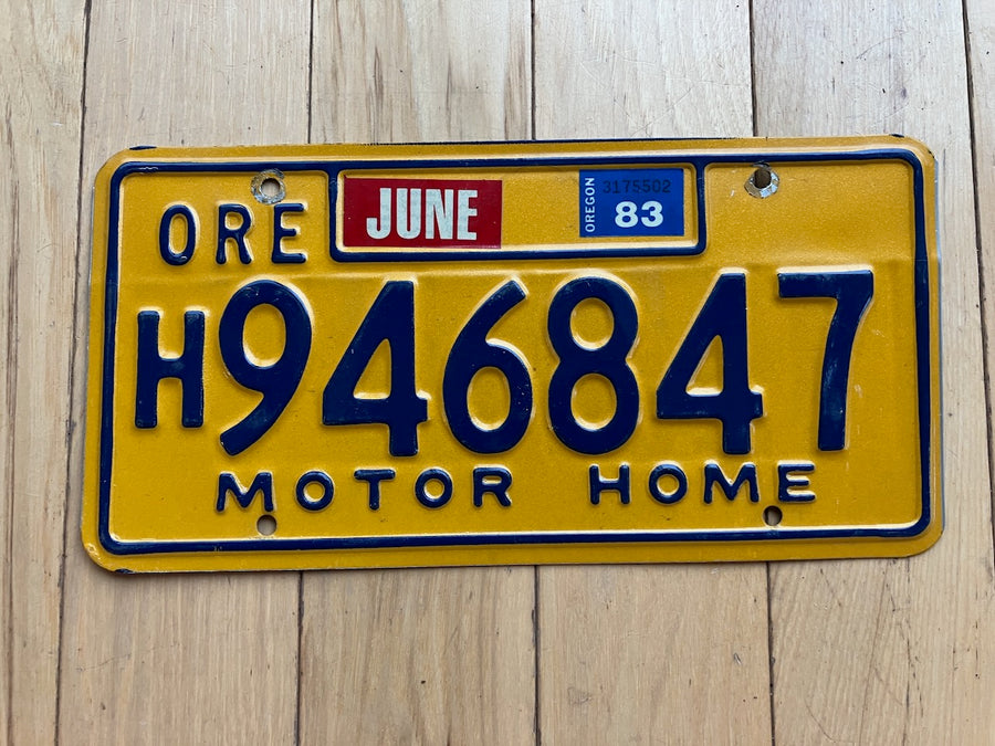 1983 Oregon Motor Home License Plate