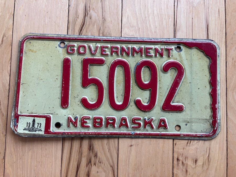 1973 Nebraska Government License Plate