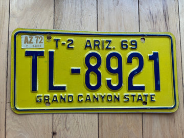 1969 Arizona Trailer License Plate W/ 1972 Tab