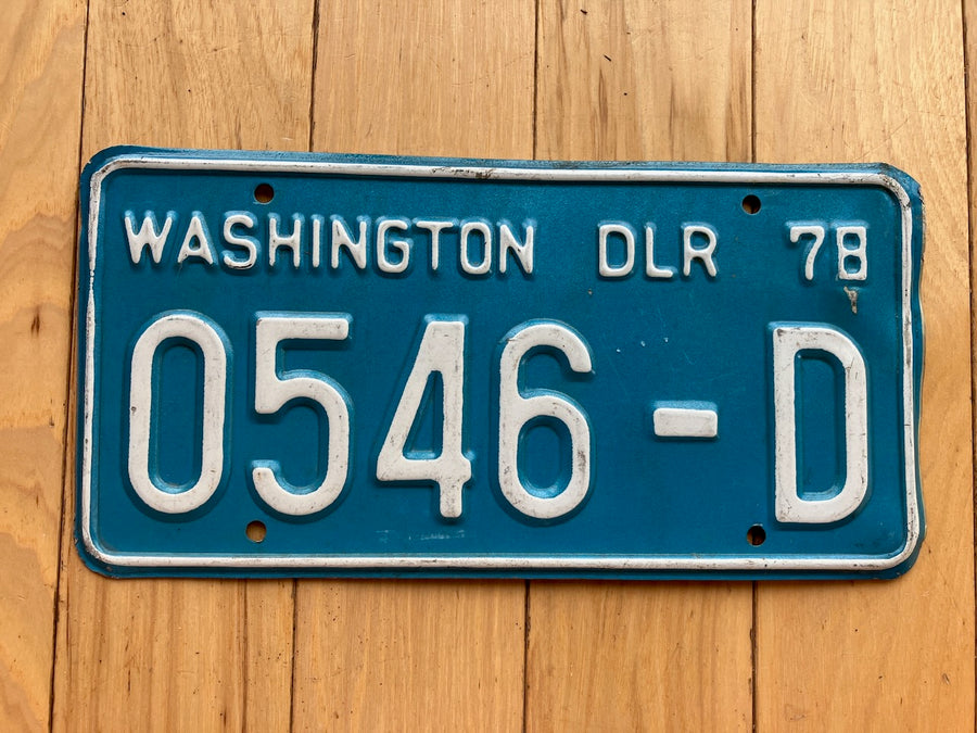 1978 Washington State Dealer License Plate