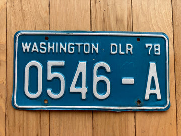 1978 Washington State Dealer License Plate