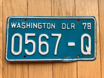 1978 Washington State Dealer License Plate