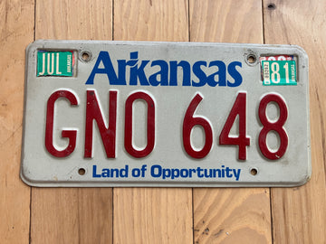 1981 Arkansas License Plate