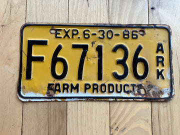 1986 Arkansas Farm Products License Plate