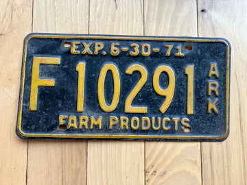 1971 Arkansas Farm Products License Plate